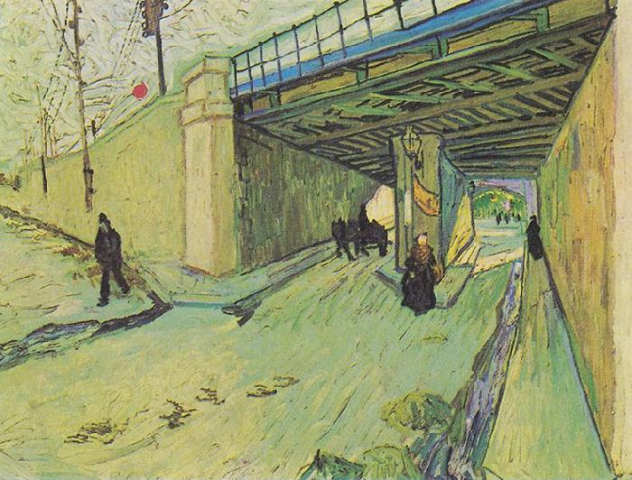 Vincent Van Gogh Railway bridge over the Avenue Montmajour oil painting image